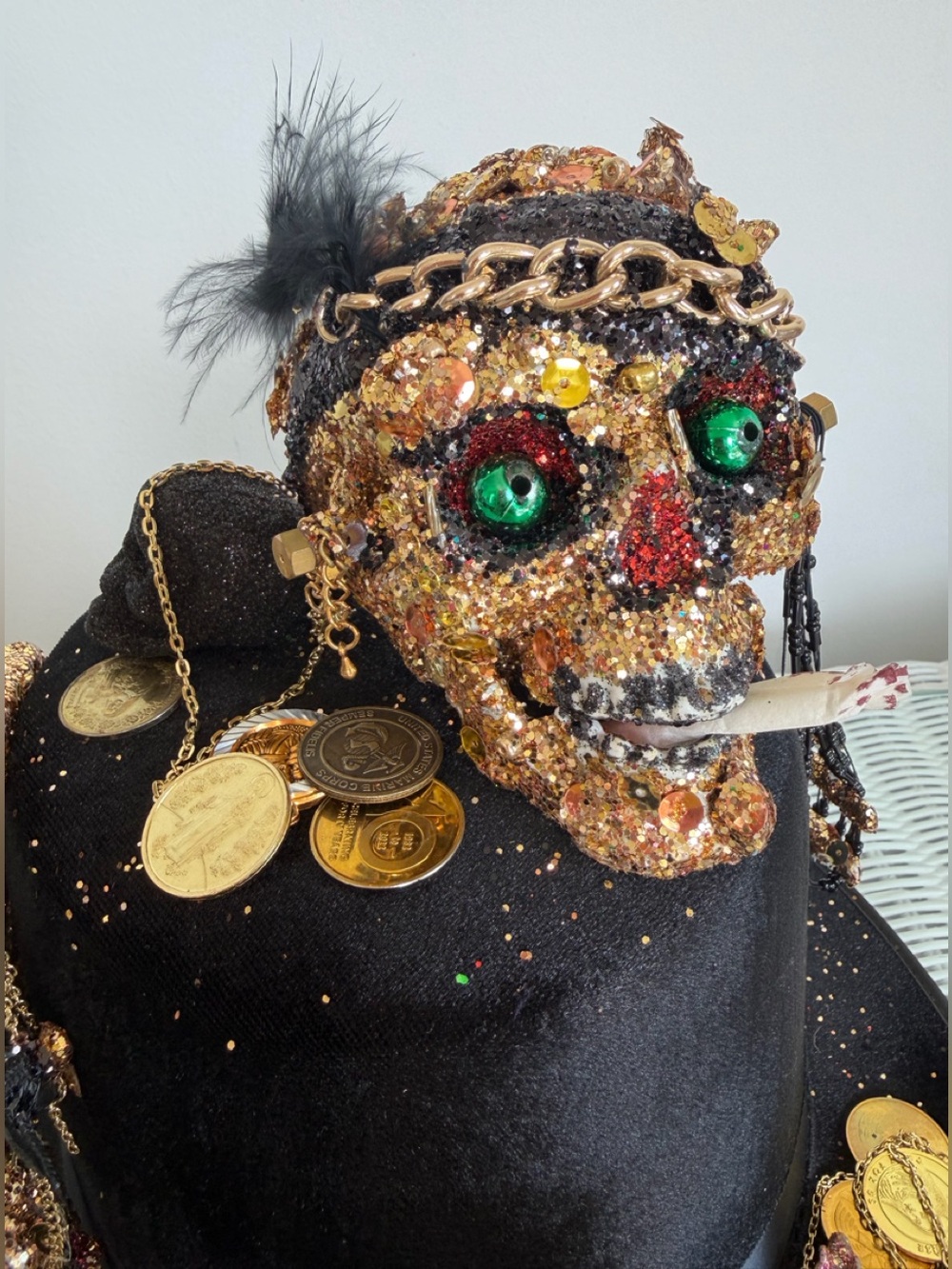 Pirates Bounty Black Gold Decorative Party Top Hat Embellished Skull& hands OS